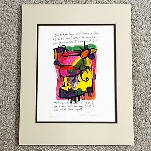 Brian Andreas Story People Matted Print Signed "Heaven” Whimsy 11 x 14 - 1995